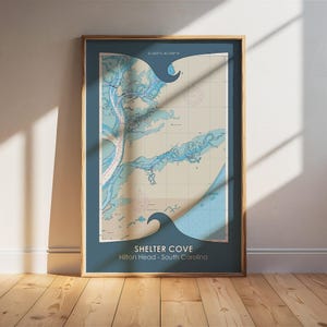 Shelter Cove - Hilton Head South Carolina Nautical NOAA Marine Chart/Poster. Nautical Wall Art. Birthday Gift. Nautical Gift. Boater Gift.