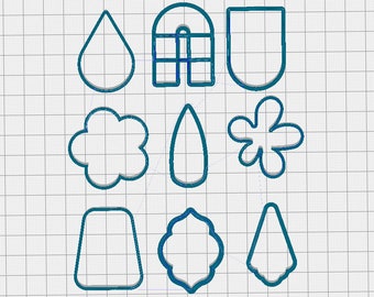 Set of nine different small 2 inch polymer clay cutters