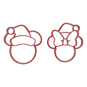Set of two Mickey and Minnie Santa cookie and fondant cutter
