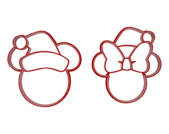 Set of two Mickey and Minnie Santa cookie and fondant cutter
