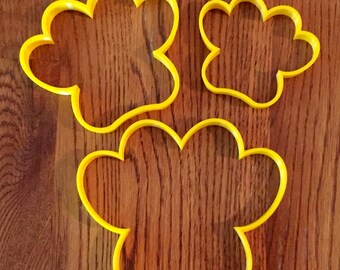 Set of THREE paw print cookie and fondant cutters - 3, 4, and 5 inches