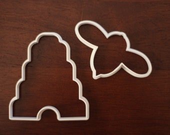 Bee and Beehive set of two cookie and fondant cutters