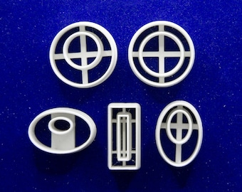 Set of five different medium 2 inch donut shaped polymer clay cutters