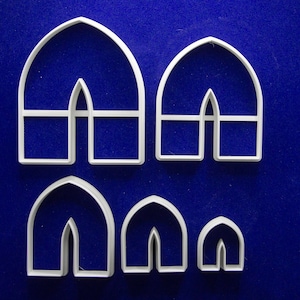 Set of five pointed arch shaped polymer clay cutters