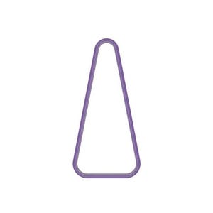 May include: A purple, triangular-shaped object with rounded corners and a curved top. The object is a solid color and appears to be made of a single piece of material. The background is plain white.