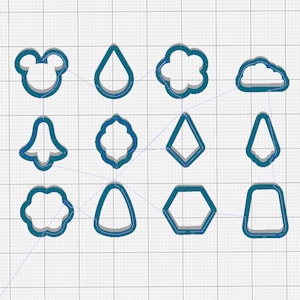 Set of twelve half-inch stud sized polymer clay cutters #2