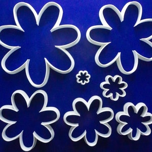 Set of six flower shaped polymer clay cutters