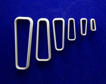 Set of six tall rounded trapezoid shaped polymer clay cutters
