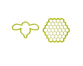 Bee and Honeycomb set of two cookie and fondant cutters