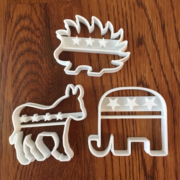 Set of three political parties cookie and fondant cutters