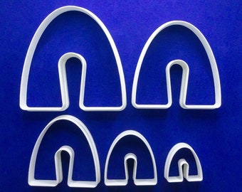 Juego de cinco cortadores de arcilla polimérica con forma de arco ranurado