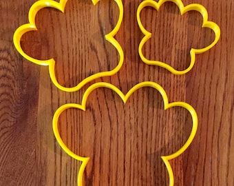 Set of THREE paw print cookie and fondant cutters - 2, 3, and 4 inches