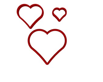 Set of three tiny heart shaped polymer clay cutters