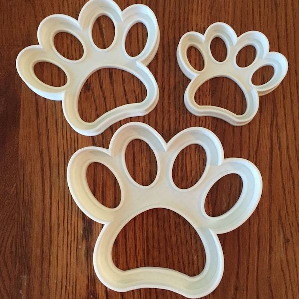 Set of THREE paw print cookie and fondant cutters - 2, 3, and 4 inches