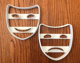 Comedy and Tragedy Drama Masks two piece set cookie and fondant cutters