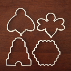Queen Bee, Worker Bee, Beehive, and Honeycomb Set of four cookie and fondant cutters