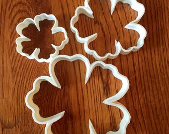 Set of THREE hibiscus cookie and fondant cutters - 2, 3, and 4 inches