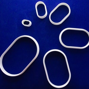Set of six wide pill capsule shaped polymer clay cutters