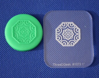 Mandala Acrylic Debossing stamp for polymer clay, fondant, or other soft substrates #1073