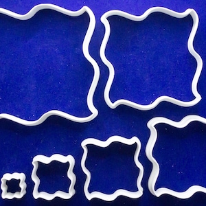 Set of six wavy square shaped polymer clay cutters