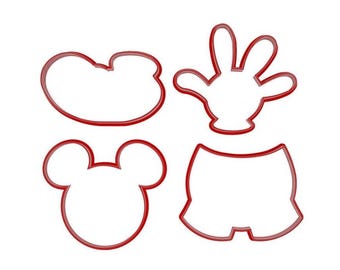 Mickey Mouse four piece set of cookie and fondant cutters