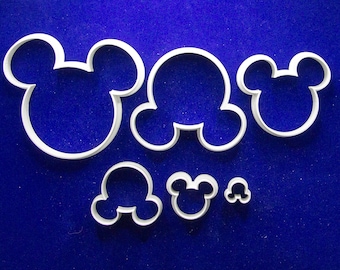 Set of six Mickey Mouse shaped polymer clay cutters