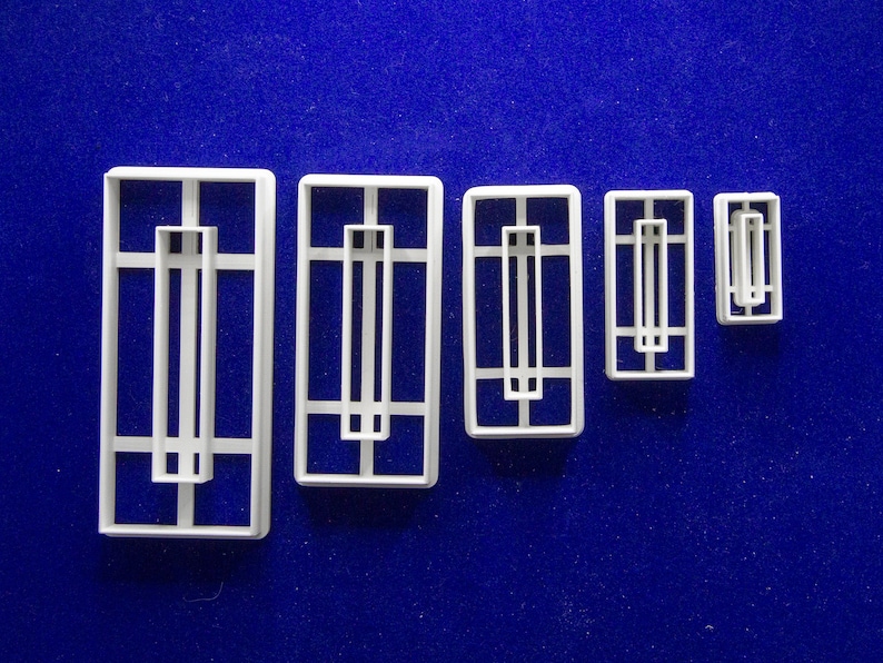 Set of five rectangular donut shaped polymer clay cutters