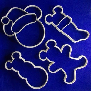 Set of four Mickey Mouse Christmas cookie and fondant cutters image 1