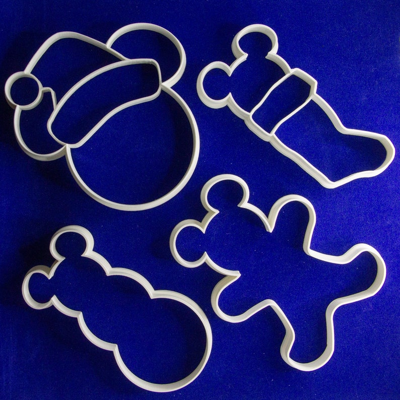 Set of four Mickey Mouse Christmas cookie and fondant cutters image 1