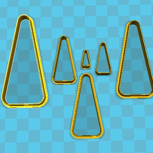 Set of six smaller tall rounded triangular polymer clay cutters