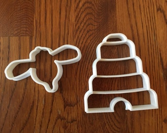 Bee and Beehive set of two cookie and fondant cutters