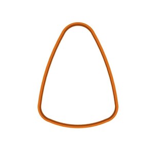 May include: An orange candy corn shaped cookie cutter. The cutter is made of metal and has a smooth, rounded edge. The shape is a classic candy corn design, perfect for baking themed treats.