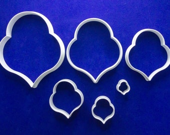 Set of six Moroccan pendant or earring drop polymer clay cutters