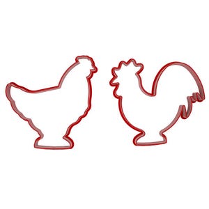 Hen and Rooster Two Piece Set of Cookie or Fondant Cutters
