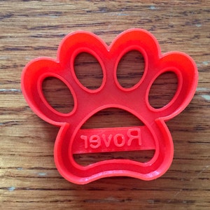 Personalized Paw Print Dog Treat cookie cutter with name imprint image 2