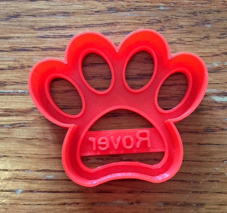 Personalized Paw Print Dog Treat cookie cutter with name imprint image 2