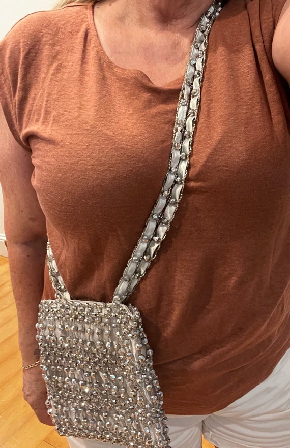 Silver beaded crossbody purse - image 5