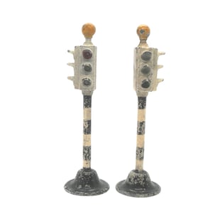 1950s Vintage Dinky 47c Pair of 2 Face Robot Traffic Lights. Toy Collectible. Made in England