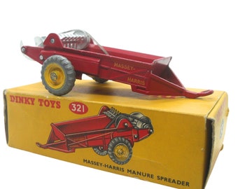 1950s Vintage Dinky 321 Massey Harris Manure Spreader. Toy Collectible. Made in England