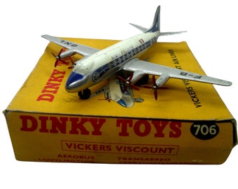 1950s Vintage Dinky 706 Vickers Viscount Air Liner "Air France". Toy Collectible. Made in England