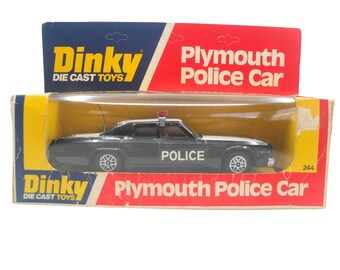 1970s Vintage Dinky 244 Plymouth Fury Police Car. Toy Collectible. Made in England