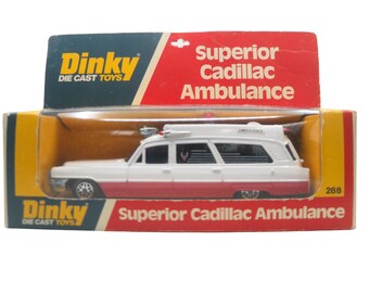 1970s Vintage Dinky 288 Superor Cadillac Ambulance. Toy Collectible. Made in England