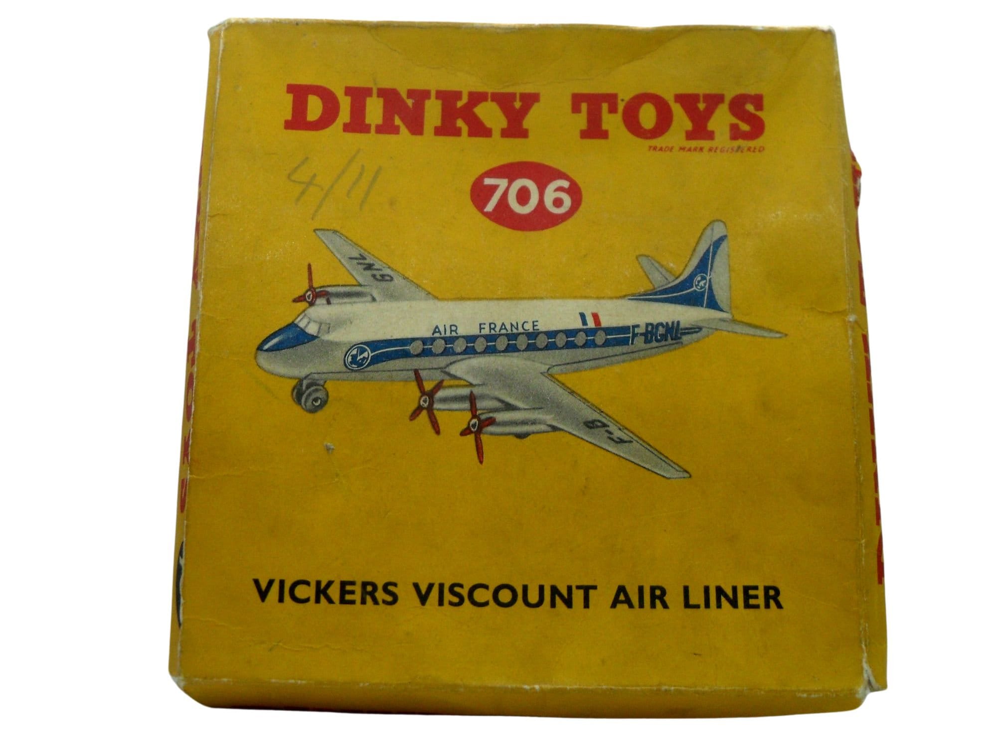 Dinky Toys 60e Avion Vickers Viscount Air France Boite Vide D'Origine