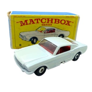 1960s Vintage Matchbox 8e Ford Mustang. Toy Collectible. Made in England