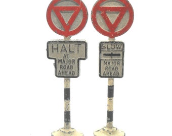 1950s Vintage Gilco Traffic Signs. Toy Collectible. Made in England