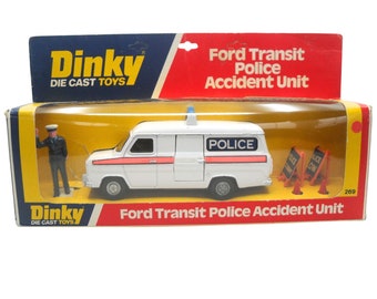 1970s Vintage Dinky 269 Ford Transit Police Accident Unit. Toy Collectible. Made in England