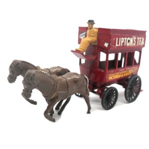 1950er Jahre Vintage Streichholzschachtel Lesney 12-1 MOY 1899 Pferdebus. Inklusive originaler Infokarte. Spielzeug Sammlerstück Made in England