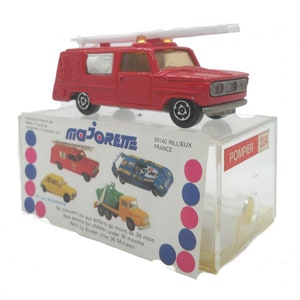 1970s Vintage Majorette 204 &quot;Pompier&quot; Fire Engine Toy Collectible. Made in France