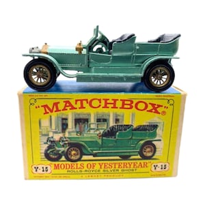 1960s Vintage Matchbox Y15-2 MOY Rolls Royce Silver Ghost. Toy Collectible. Made in England