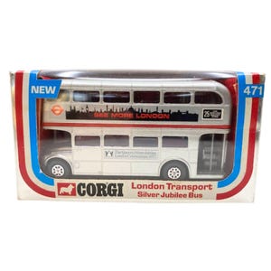 1970s Vintage Corgi 471 London Transport Silver Jubilee Bus. Toy Collectible. Made in England
